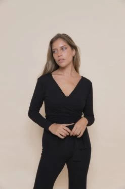 Indigo Luna Agni Wrap Top Black New In