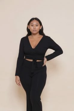 Indigo Luna Agni Wrap Top Black New In